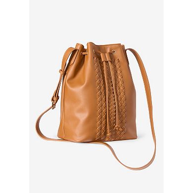 Woman Within Braided-Detail Crossbody Bucket Bag
