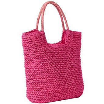 Woman Within Women's Plus Size Straw Tote Bag