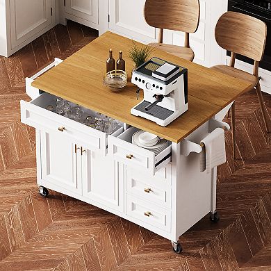Merax 52'' Kitchen Island with Drop Leaf