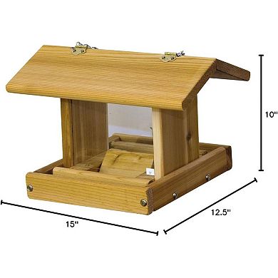 Stovall Cedar Small Hanging Hopper Bird Feeder