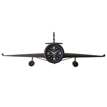 Airplane Clock - Large Rustic Vintage Fighter Wall Clock - Metal(large)