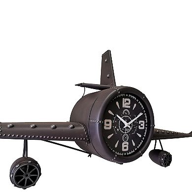 Airplane Clock - Large Rustic Vintage Fighter Wall Clock - Metal(large)