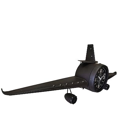 Airplane Clock - Large Rustic Vintage Fighter Wall Clock - Metal(large)