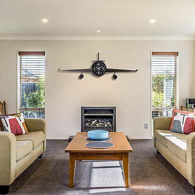 Airplane Clock - Large Rustic Vintage Fighter Wall Clock - Metal(large)