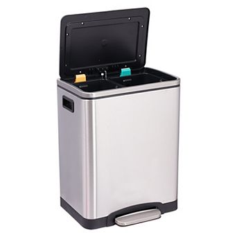 2 x 4 Gal Steel Pedal Recycle Bin with Lid and Inner Buckets