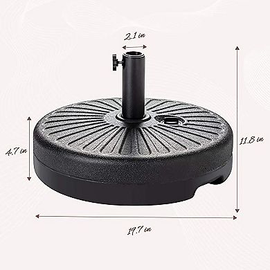 Serwall 22L Black Elliptical Base for Umbrella, Blow-Molded Design