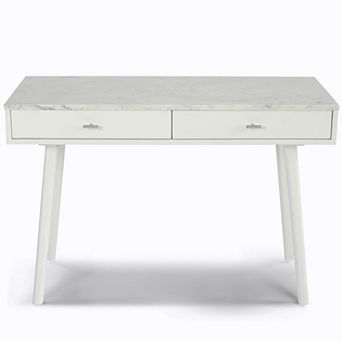 Viola 44" Rectangular Italian Carrara Marble Writing Desk