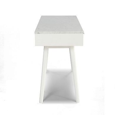 Viola 44" Rectangular Italian Carrara Marble Writing Desk