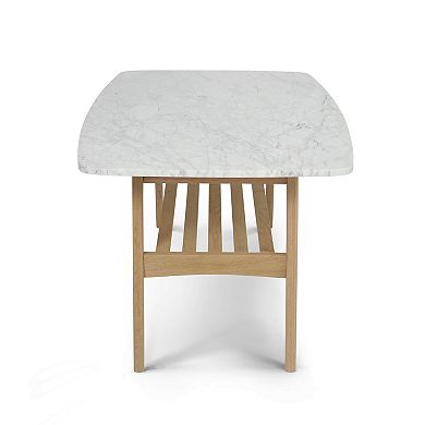 Laura 43" Rectangular Italian Carrara Marble Coffee Table