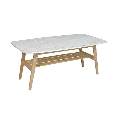 Laura 43" Rectangular Italian Carrara Marble Coffee Table