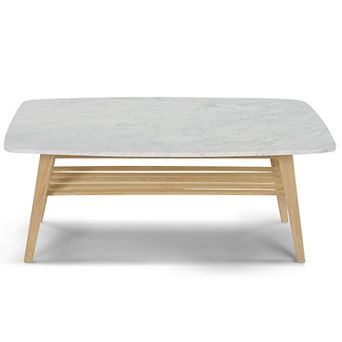 Laura 43" Rectangular Italian Carrara Marble Coffee Table