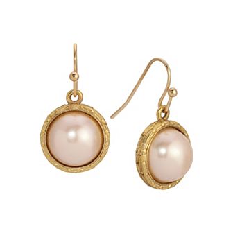 1928 Round Simulated Stone Wire Drop Earrings