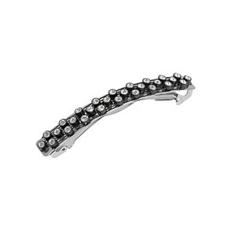 1928 Silver Tone Clear Crystal Hair Barrette