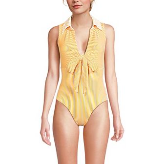 Women's Lands' End High Leg One-Piece Swimsuit