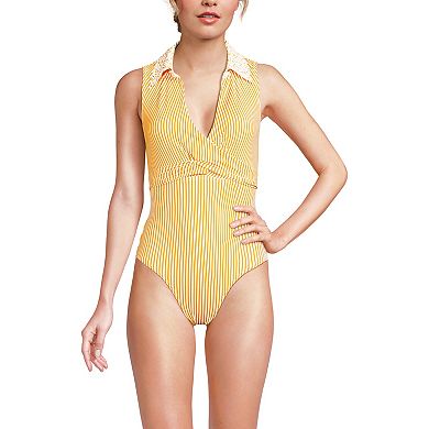 Women's Lands' End High Leg One-Piece Swimsuit
