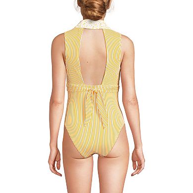 Women's Lands' End High Leg One-Piece Swimsuit