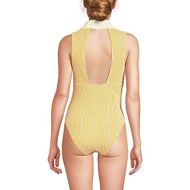 Women's Lands' End High Leg One-Piece Swimsuit