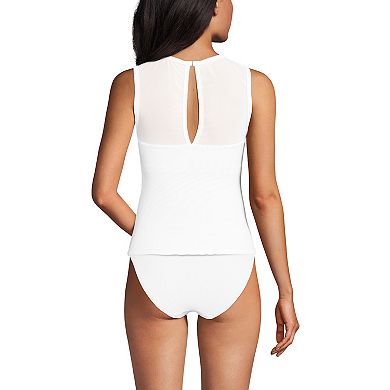 Women's Lands' End Mesh Ribbed Highneck Tankini Top