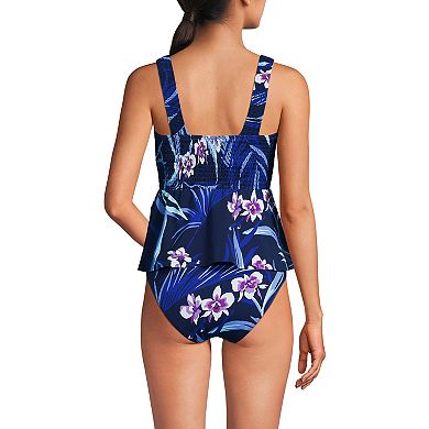 Women's Lands' End Smocked Tankini Top & High Waisted Bottoms 2-pc. Swim Set
