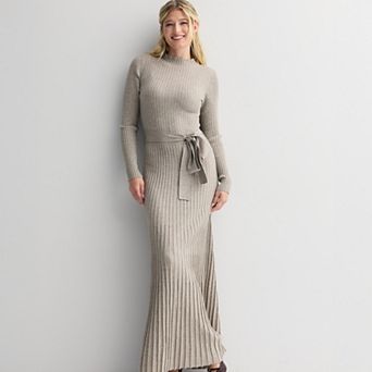 Women's Taylor Fit & Flare Rib Knit Maxi Sweater Dress