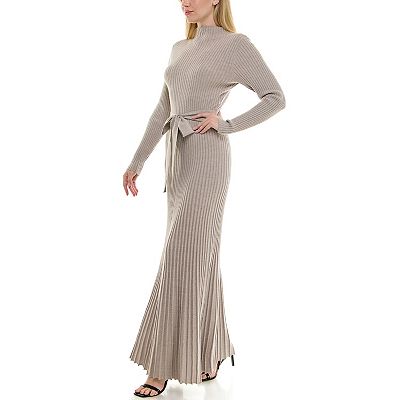 taylor long sleeve satin skirt maxi sweater dress Taylor Satin Skirt Long sleeves Sweaterdress In Black gold shimmer Size S  NWT