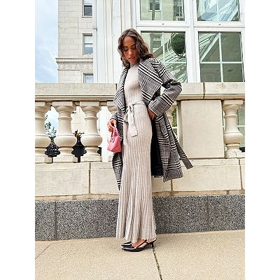 Women's Taylor Fit & Flare Rib Knit Maxi Sweater Dress