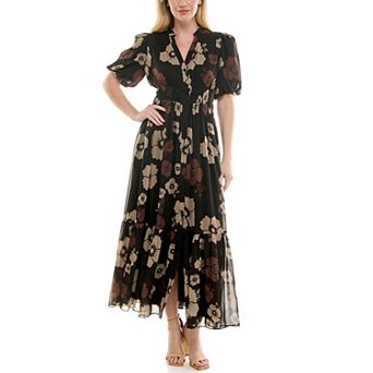 Women's Taylor Puff Sleeve A-Line Maxi Dress