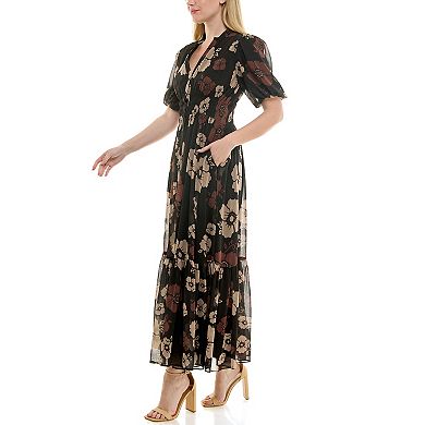 Women's Taylor Puff Sleeve A-Line Maxi Dress
