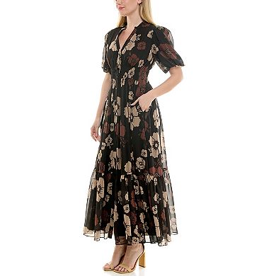 Women's Taylor Puff Sleeve A-Line Maxi Dress
