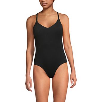 Petite Lands' End V-Neck Multi-Way High Leg One Piece Swimsuit