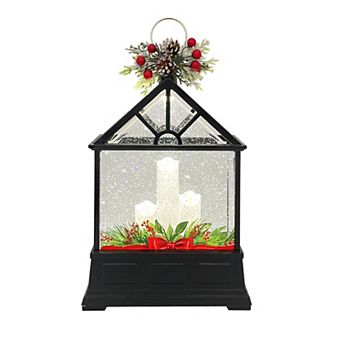 St. Nicholas Square® Acrylic Lantern Snow Globe with Candle Inside Table Decor