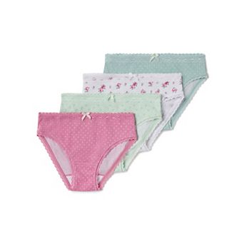 Girls Limited Too 4-Pack Printed Ribbed Pointelle Lace Trim Bikini Underwear