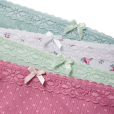 Girls Limited Too 4-Pack Printed Ribbed Pointelle Lace Trim Bikini Underwear