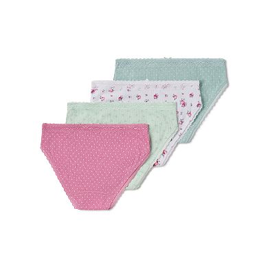 Girls Limited Too 4-Pack Printed Ribbed Pointelle Lace Trim Bikini Underwear