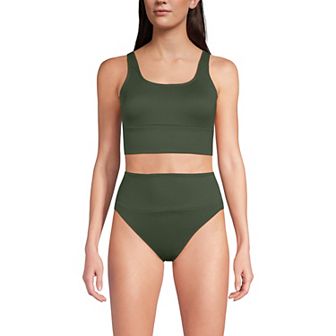 Women's Lands' End 2 pc Tankini Top & High Waisted Bottom Swimsuit Set