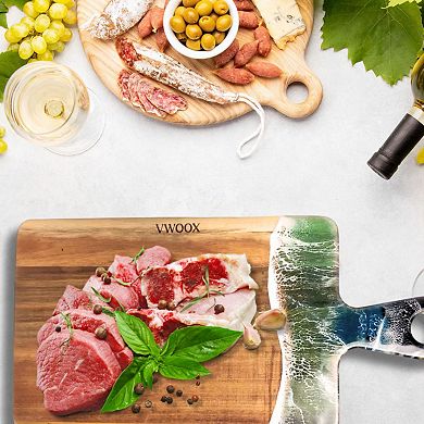 Acacia Wood Cutting Board With Epoxy Resin Seaside Decor