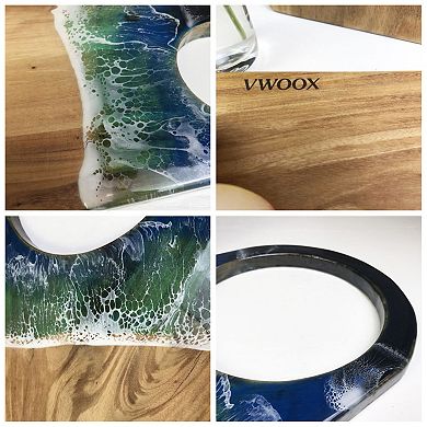 Acacia Wood Cutting Board With Resin Wave Art