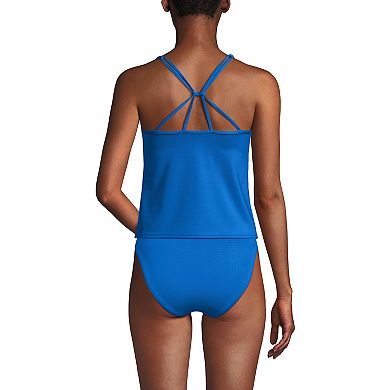Women's Lands' End Long Torso Tugless QuickDry Adjustable Strappy Back Swim Top