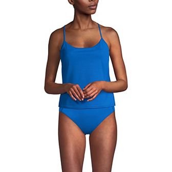 Women's Lands' End Long Torso Tugless QuickDry Adjustable Strappy Back Swim Top