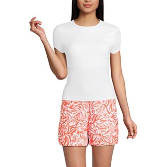 Women's Lands' End Cap Sleeve Fitted UPF 50 Rashguard with Built-In Bra
