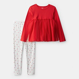 Girls 4-6 Carter's 2 pc Tulle Top & Heart Pant Set