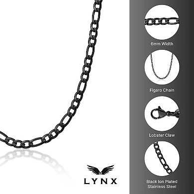 Men's LYNX Stainless Steel 6 mm Figaro Chain Necklace