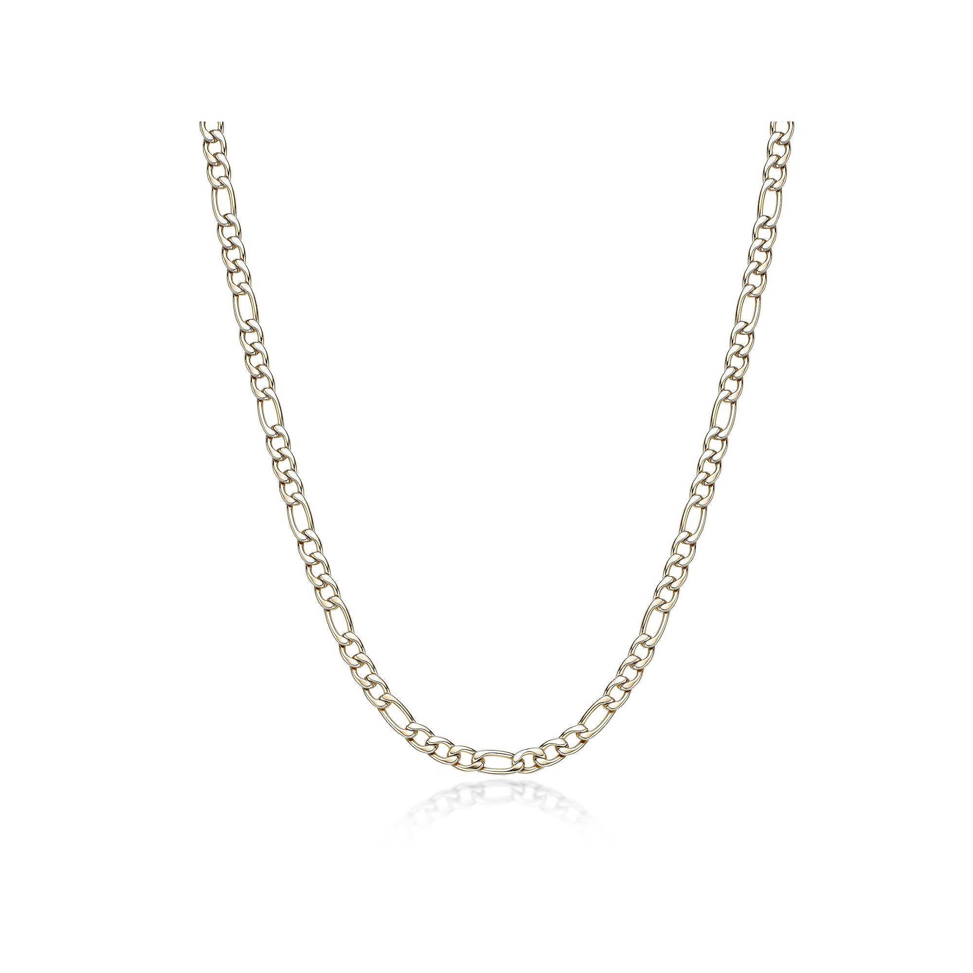 Mens LYNX Stainless Steel 6 mm Figaro Chain Necklace, Size: 22, Gold To