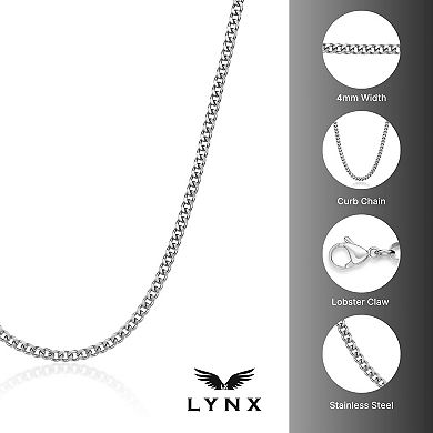 Men's LYNX Stainless Steel 4mm Curb Chain Necklace