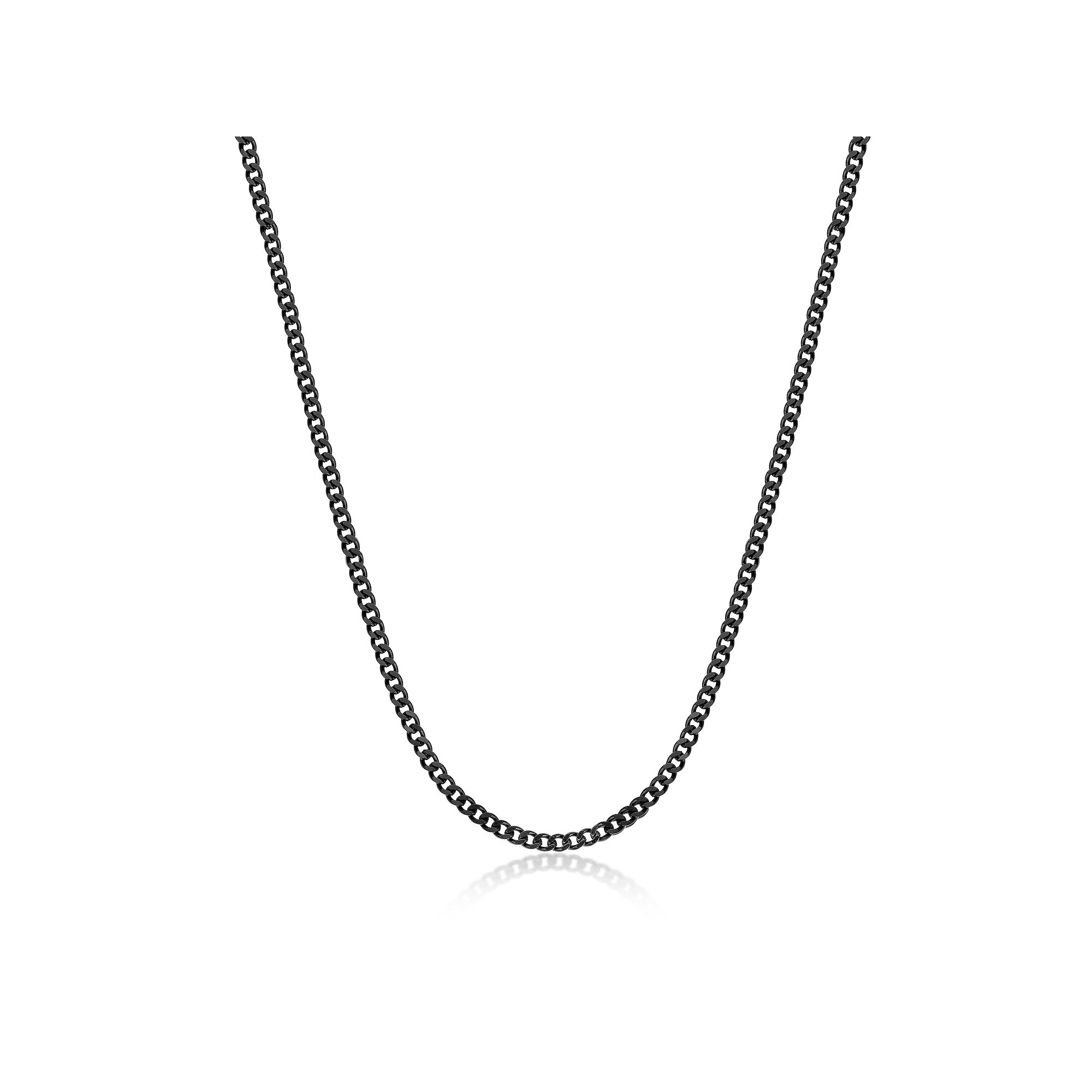 Mens LYNX Stainless Steel 4mm Curb Chain Necklace, Size: 18, Black