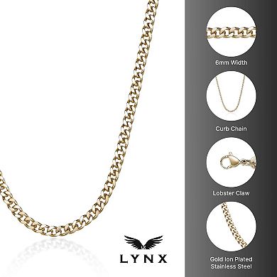 Men's LYNX Stainless Steel 6mm Curb Chain Necklace