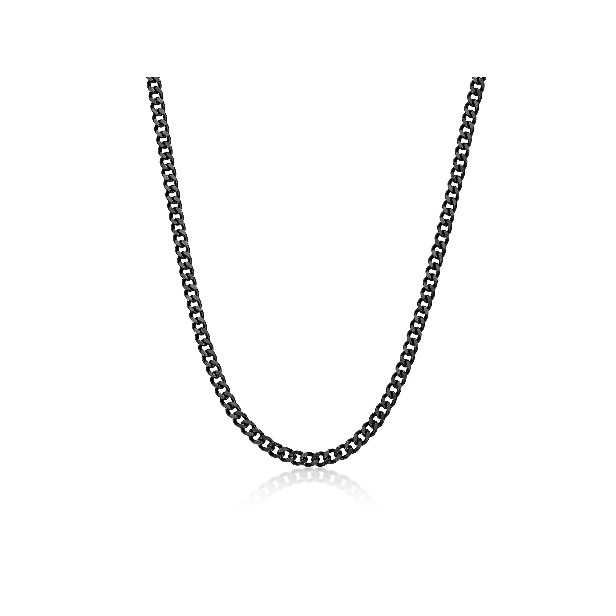 Mens LYNX Stainless Steel 6mm Curb Chain Necklace, Size: 24, Black