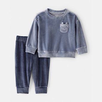 Baby Boy Carter's 2 pc Bear Velour Sweatshirt & Jogger Set
