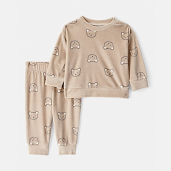 Baby Boy Carter's 2 pc Bear Print Velour Sweatshirt & Pant Set