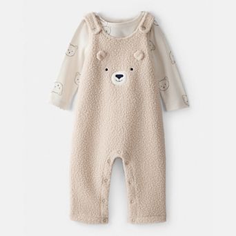 Baby Boy Carter's 2 pc Bear Sherpa Overall & Long Sleeve Top Set